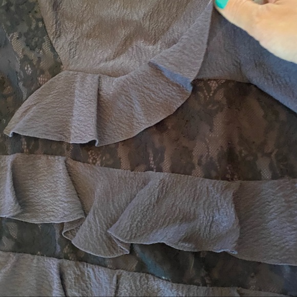 Rebecca Taylor Silk Eggplant Lace Ruffled Dress - Picture 10 of 15